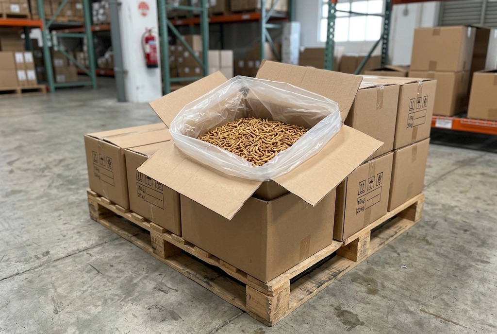 Wholesale dried mealworms packed for commercial bulk supply