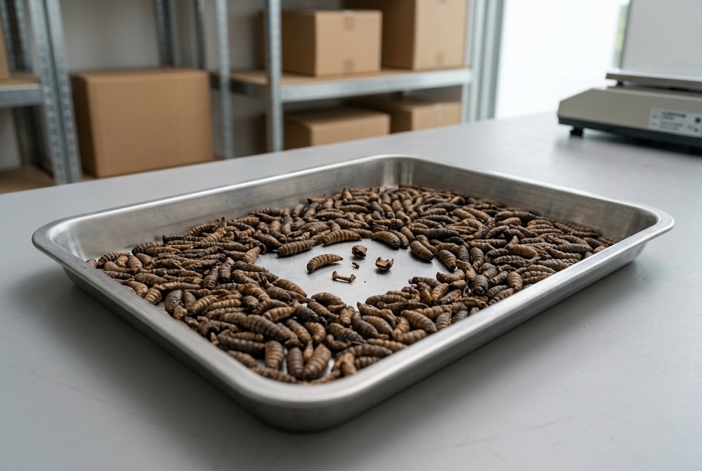 Dried BSFL quality inspection for cleanliness and foreign matter